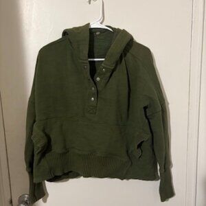 Mad Fabriq Olive Green Button-Up Hoodie Sweatshirt – Approx. M/L